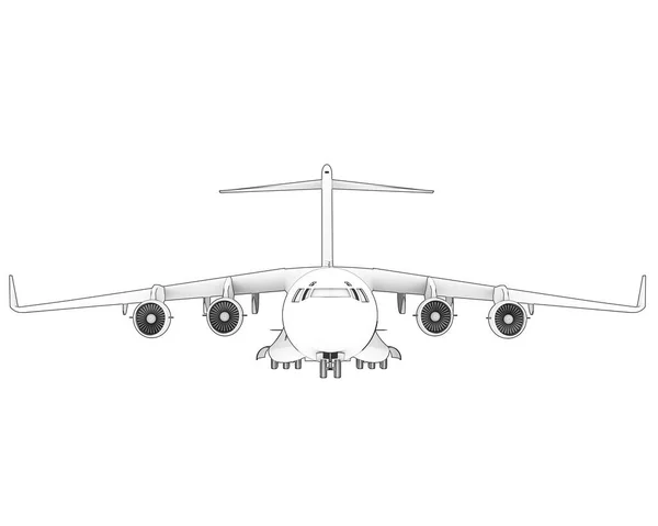 Ilustrace C17 Velká Vojenská Dopravní Letadla Izolované Bílém Pozadí — Stock fotografie