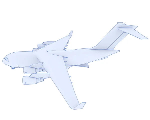 Abbildung Von C17 Großes Militärisches Transportflugzeug Isoliert Auf Weißem Hintergrund — Stockfoto