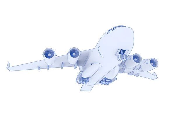 C17の3Dイラスト 白い背景に孤立した大型軍用輸送機 — ストック写真
