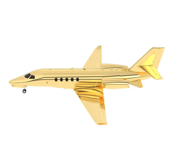 白色背景下孤立的金色Cessna飞机三维模型图解 — 图库照片