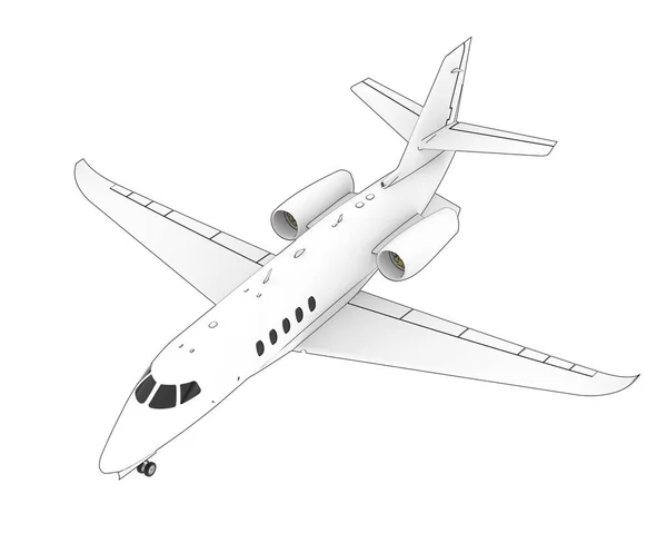 軽い背景で隔離された白い飛行機のセスナの3Dモデル イラスト — ストック写真