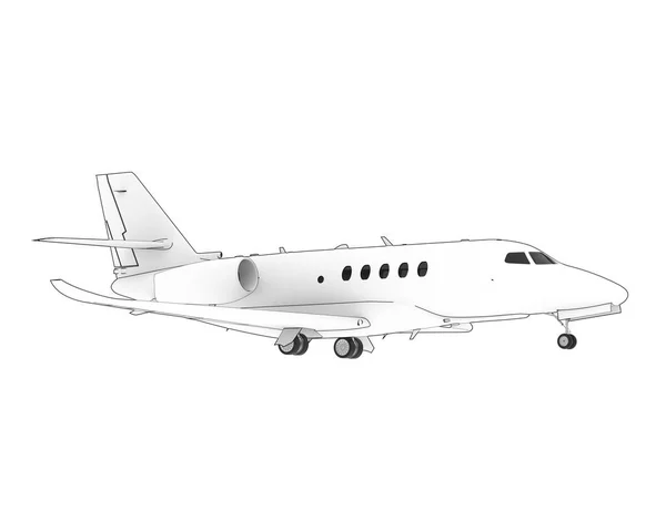 浅光背景下孤立的白色Cessna飞机三维模型图解 — 图库照片