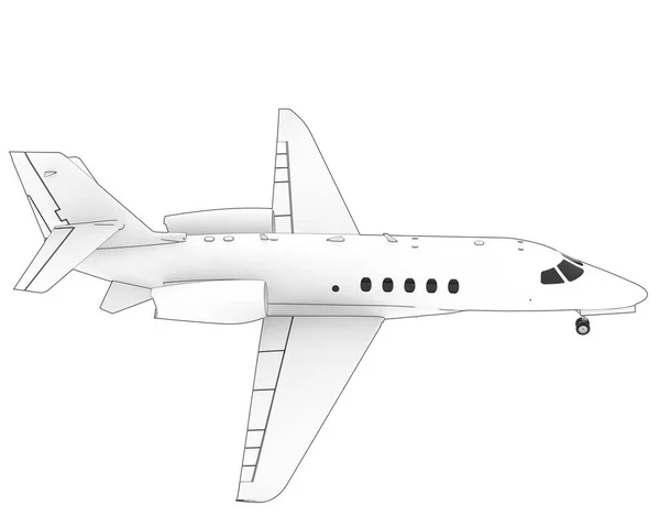 Model Illustratie Van Wit Vliegtuig Cessna Geïsoleerd Lichte Achtergrond — Stockfoto