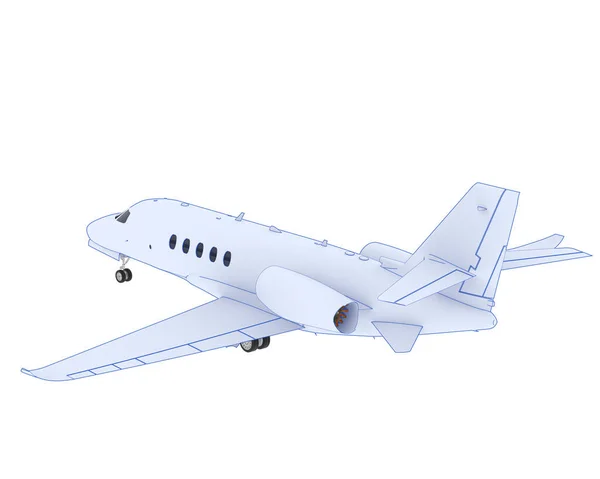 Model Illustration White Airplane Cessna Isolated Light Background — Stock Photo, Image