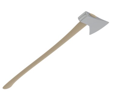 Beyaz arkaplanda izole edilmiş tahta saplı balta