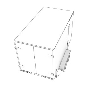 Kargo arabası beyaz arka planda izole edilmiş. 3d görüntüleme - illüstrasyon