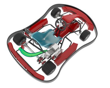 Race kart arka planda izole edildi. 3d görüntüleme - illüstrasyon