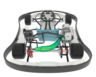 Race kart arka planda izole edildi. 3d görüntüleme - illüstrasyon