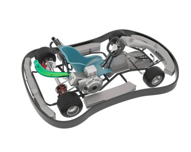 Race kart arka planda izole edildi. 3d görüntüleme - illüstrasyon