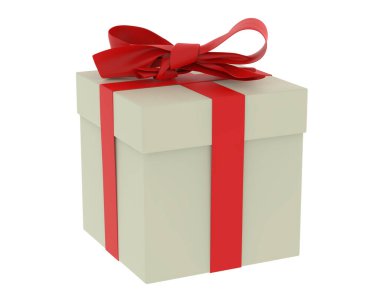 Beyaz arka plan üzerinde izole şenlikli hediye kutusu