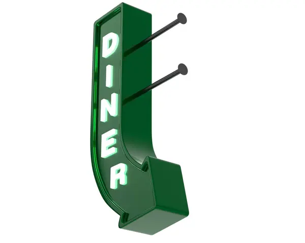 Diner Σημάδι Βέλος Απομονώνονται Γκρι Φόντο Απόδοση Εικονογράφηση — Φωτογραφία Αρχείου