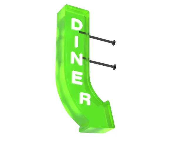 Diner Sign Arrow Isolated Grey Background Rendering Illustration — Stock Photo, Image