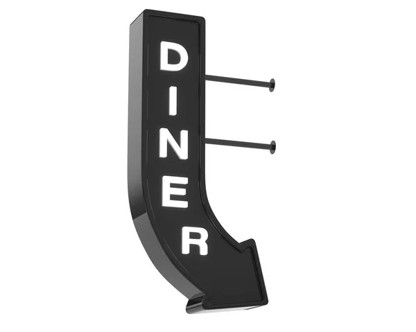 Diner Sign Arrow Isolated Grey Background Rendering Illustration — Stock Photo, Image