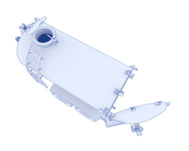 Yakıt tankı tekerlekleri arka planda izole. 3d oluşturma