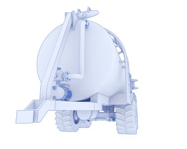 Yakıt tankı tekerlekleri arka planda izole. 3d oluşturma