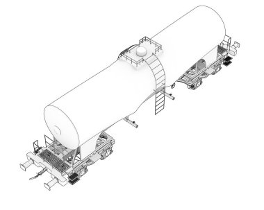 Yakıt vagonu arka planda izole edilmiş. 3d görüntüleme - illüstrasyon