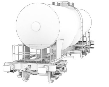 Yakıt vagonu arka planda izole edilmiş. 3d görüntüleme - illüstrasyon