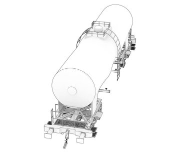 Yakıt vagonu arka planda izole edilmiş. 3d görüntüleme - illüstrasyon
