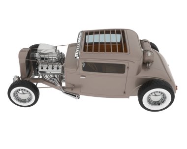 Hot rod arka planda izole edildi. 3d görüntüleme - illüstrasyon