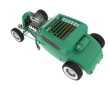 Hot rod arka planda izole edildi. 3d görüntüleme - illüstrasyon