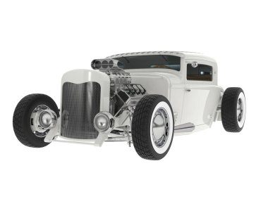 Hot rod arka planda izole edildi. 3d görüntüleme - illüstrasyon