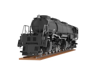 Lokomotif beyaz arka planda izole edildi. 3d görüntüleme - illüstrasyon