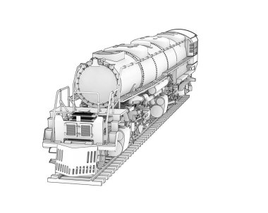 Lokomotif beyaz arka planda izole edildi. 3d görüntüleme - illüstrasyon