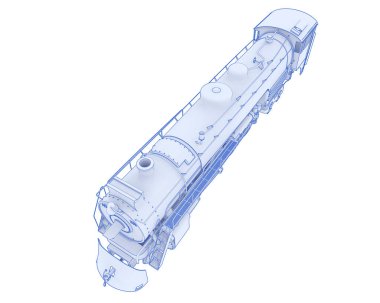 Lokomotif beyaz arka planda izole edildi. 3d görüntüleme - illüstrasyon
