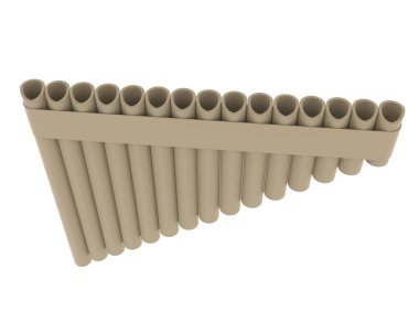 Pan flüt arka planda izole edildi. 3d görüntüleme - illüstrasyon