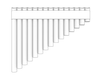 Pan flüt arka planda izole edildi. 3d görüntüleme - illüstrasyon