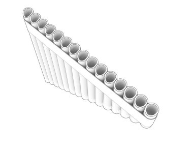 Pan flüt arka planda izole edildi. 3d görüntüleme - illüstrasyon