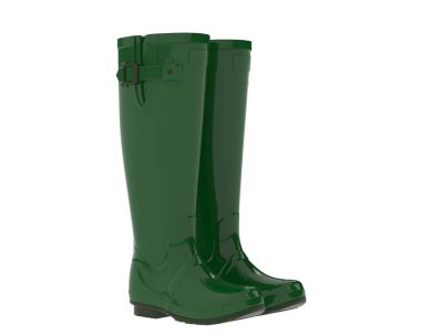  Lastik botlar arka planda izole edilmiş. 3d görüntüleme - illüstrasyon