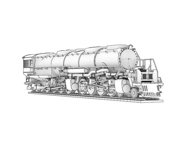Lokomotiv Isoleret Hvid Baggrund Rendering Illustration - Stock-foto