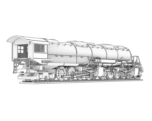 Locomotive Isolée Sur Fond Blanc Rendu Illustration — Photo