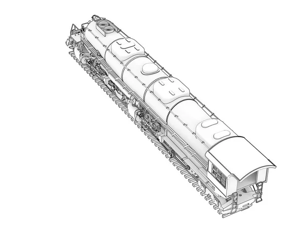 Locomotive Isolée Sur Fond Blanc Rendu Illustration — Photo