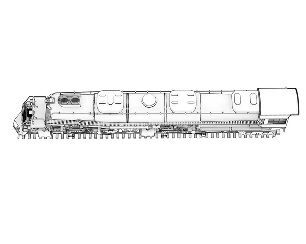 Locomotora Aislada Sobre Fondo Blanco Representación Ilustración —  Fotos de Stock