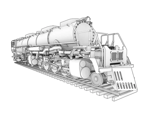 Lokomotiva Izolovaná Bílém Pozadí Vykreslování Ilustrace — Stock fotografie