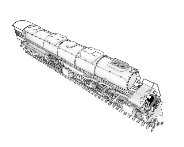 Locomotora Aislada Sobre Fondo Blanco Representación Ilustración — Foto de Stock