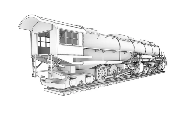 Locomotora Aislada Sobre Fondo Blanco Representación Ilustración —  Fotos de Stock