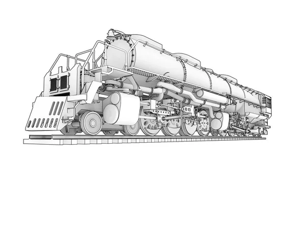 Mozdony Fehér Háttérrel Van Elszigetelve Renderelés Illusztráció — Stock Fotó
