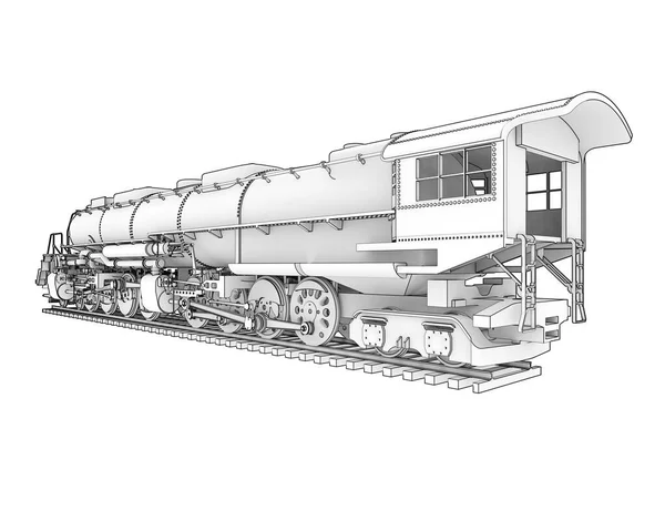 Locomotiva Isolata Fondo Bianco Rendering Illustrazione — Foto Stock