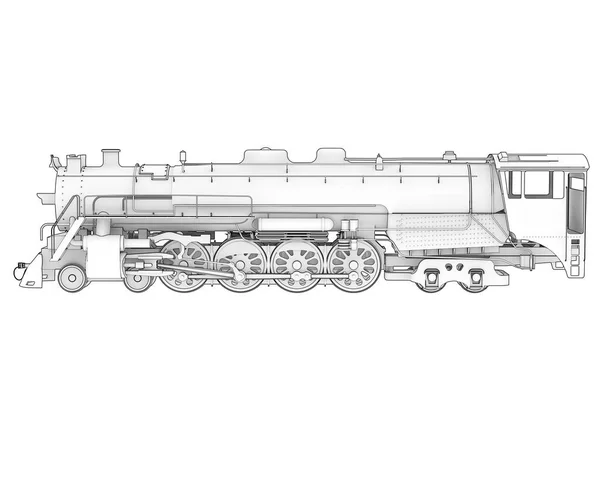 Locomotiva Isolata Fondo Bianco Rendering Illustrazione — Foto Stock