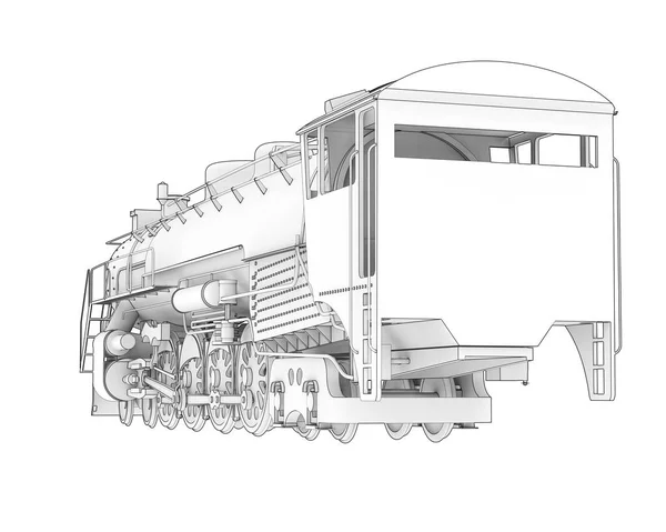 Локомотив Ізольований Білому Тлі Візуалізація Ілюстрація — стокове фото