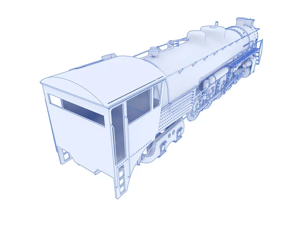Locomotiva Isolada Fundo Branco Renderização Ilustração — Fotografia de Stock
