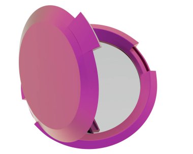 Arka planda izole edilmiş küçük ayna. 3B görüntüleme - illüstrasyon