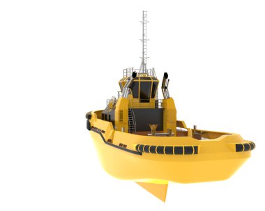 Arka planda izole edilmiş bir balıkçı teknesi. 3d görüntüleme - illüstrasyon