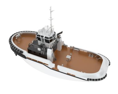 Arka planda izole edilmiş bir balıkçı teknesi. 3d görüntüleme - illüstrasyon