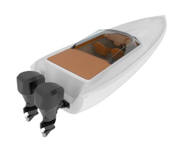 Sürat teknesi arka planda izole edildi. 3d görüntüleme - illüstrasyon