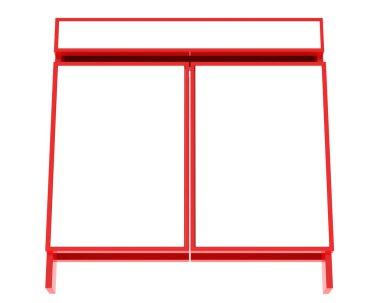 Arka planda çift pankart duruyor. 3d görüntüleme - illüstrasyon