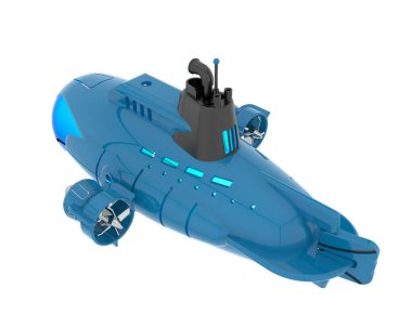 Beyaz arka planda izole edilmiş bir denizaltı.